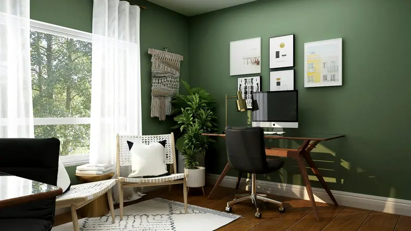 A desk set up to work from