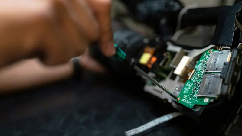 Close work on a circuit board
